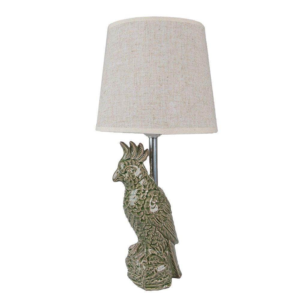 Stolní lampa s papouškem a béžovým stínidlem Parrot - Ø 18*38 cm E27/max 1*60W Clayre & Eef - LaHome - vintage dekorace