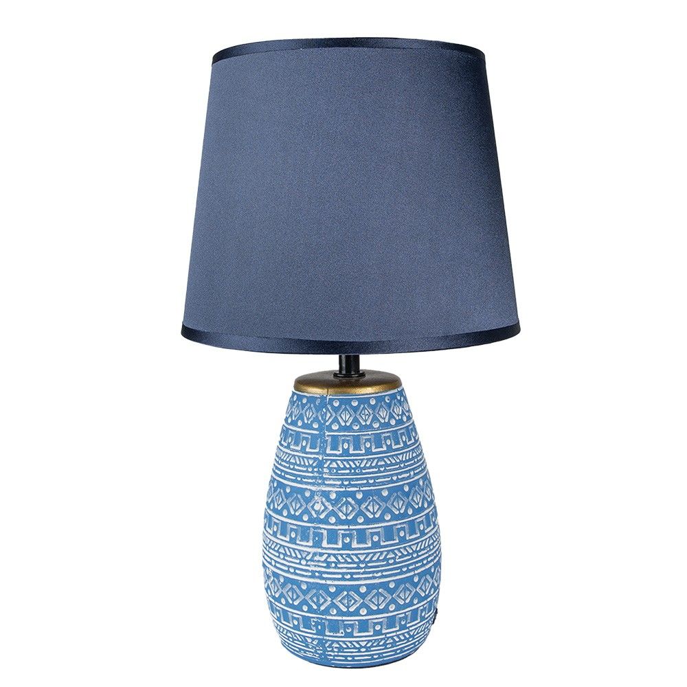 Modrá stolní lampa s keramickou základnou Etnie - Ø 20*35 cm E27/max 1*60W Clayre & Eef - LaHome - vintage dekorace