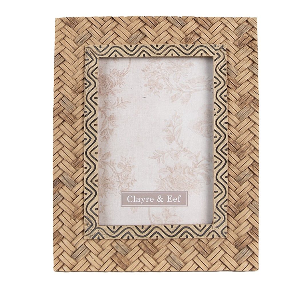 Hnědý dekorativní fotorámeček v dekoru dřeva  - 16*2*21 cm / 10*15 cm Clayre & Eef - LaHome - vintage dekorace