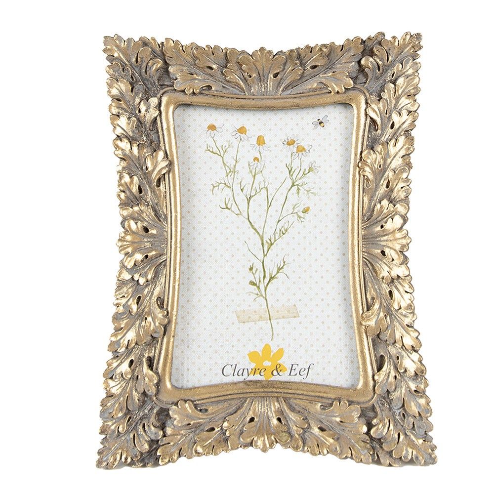 Zlatý antik fotorámeček s listy - 16*2*21 cm / 10*15 cm Clayre & Eef - LaHome - vintage dekorace