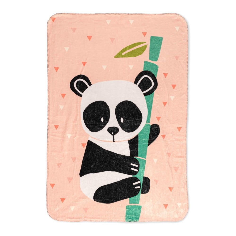 Světle růžová dětská deka z mikrovlákna 140x110 cm Panda – Moshi Moshi - Bonami.cz