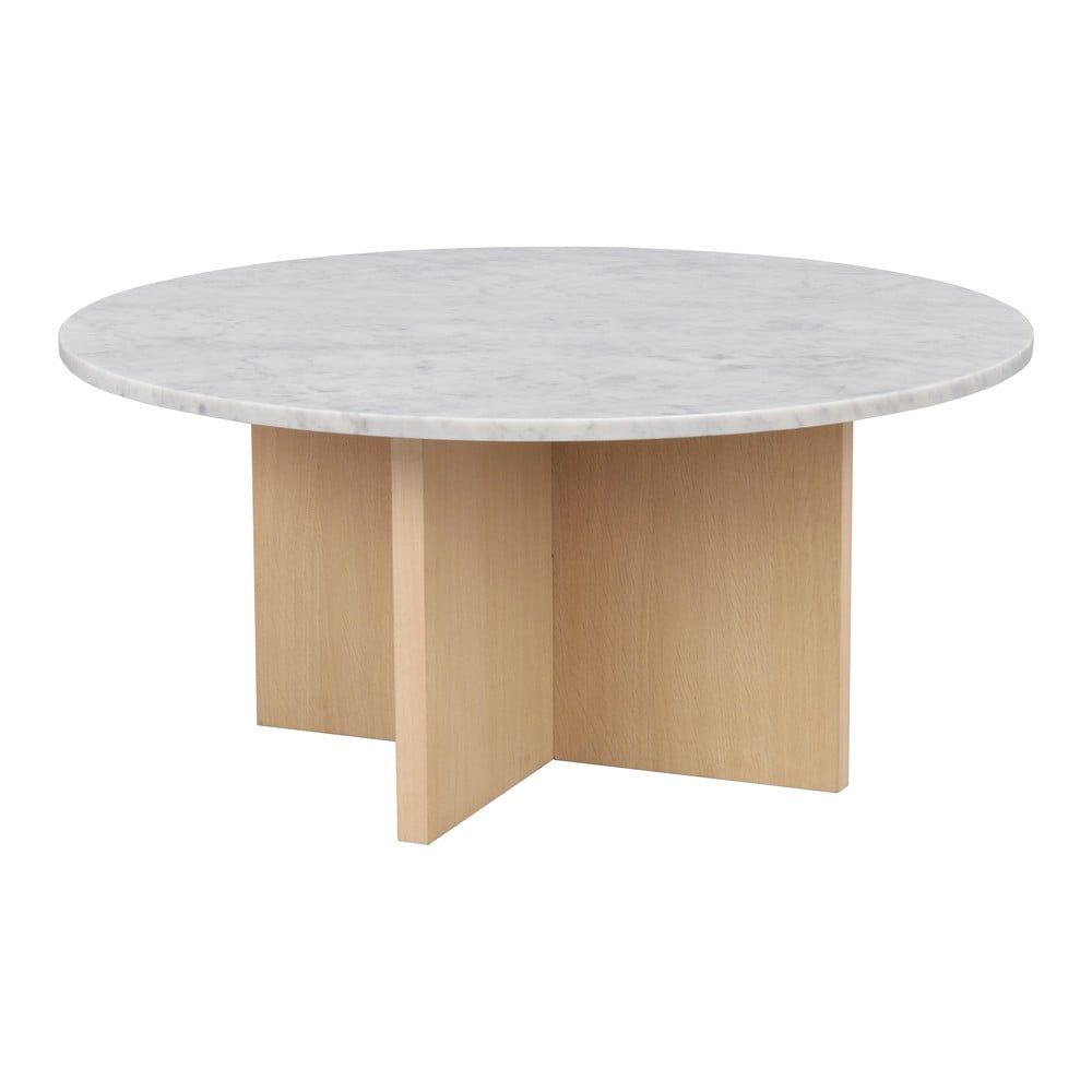 Bílý mramorový kulatý konferenční stolek 90x90 cm Brooksville - Rowico - Bonami.cz