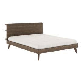 Hnědá dvoulůžková postel z borovicového dřeva s roštem 160x200 cm Retreat – Karup Design
