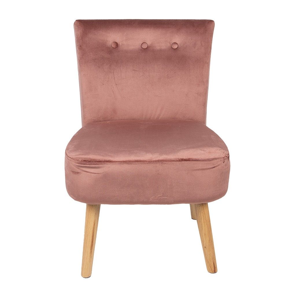Růžová sametová jídelní židle / křesílko - 51*58*76 cm Clayre & Eef - LaHome - vintage dekorace
