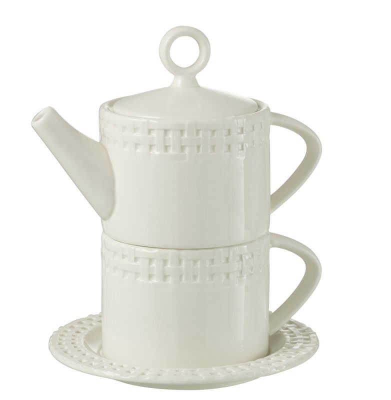 Bílý keramický Tea for One Hella White - 18*16*22 cm J-Line by Jolipa - LaHome - vintage dekorace