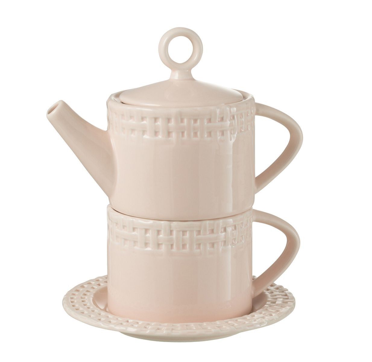 Růžový keramický Tea for One Hella Pastel Pink - 18*16*22 cm J-Line by Jolipa - LaHome - vintage dekorace