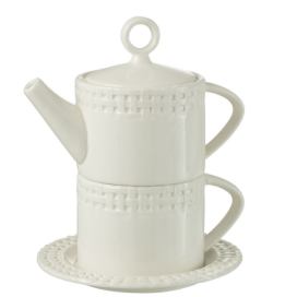 Bílý keramický Tea for One Hella White - 18*16*22 cm J-Line by Jolipa