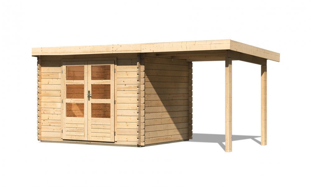 Dřevěný zahradní domek BASTRUP 3 s přístavkem Lanitplast - DEKORHOME.CZ