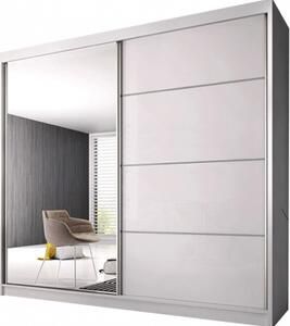 Idzczak Multi 35 šatní skříň šíře 183 cm s posuvnými dveřmi a zrcadlem Bílá / Bílá lesklá - Favi.cz