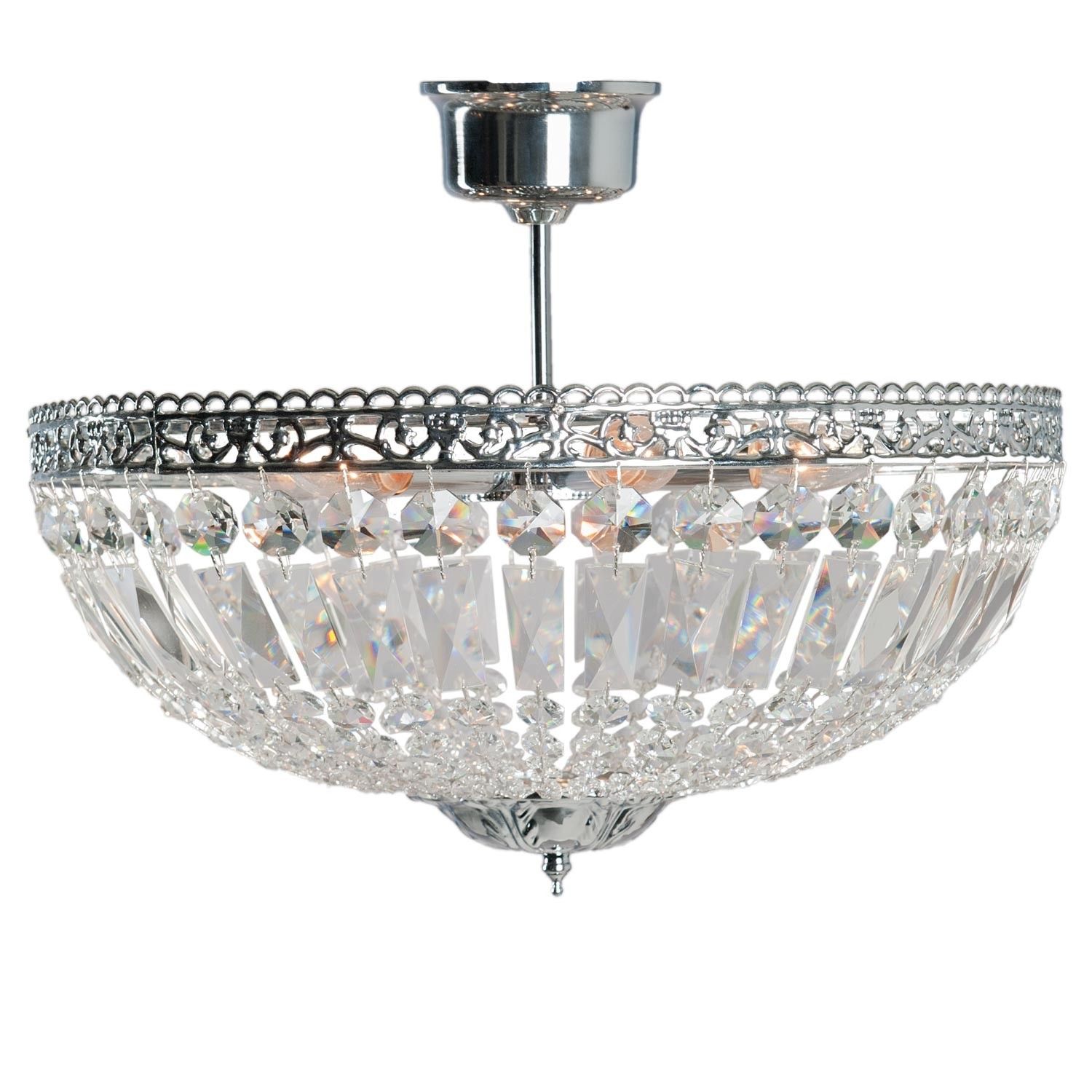 Stříbrno kovový křišťálový stropní lustr Dustin Clayre & Eef - LaHome - vintage dekorace