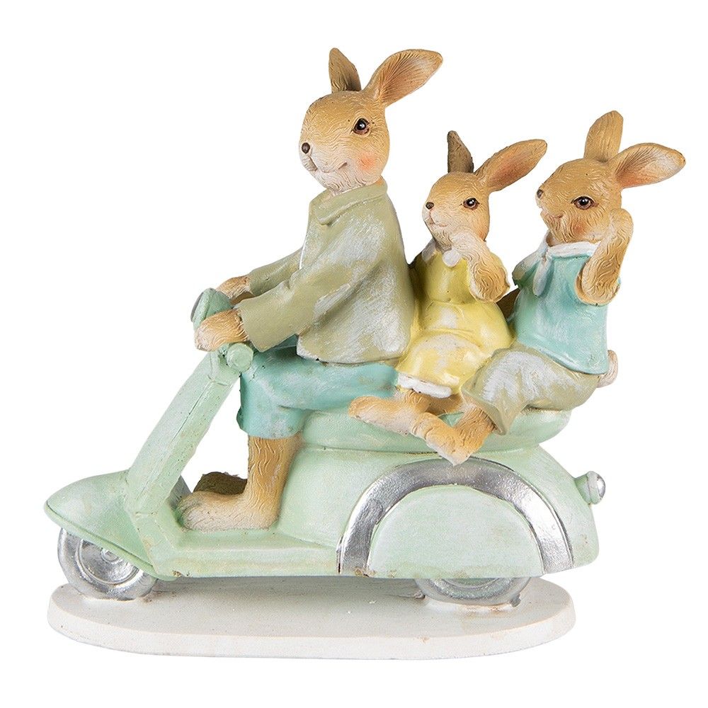Velikonoční dekorace králičí rodinka na skútru - 17*7*15 cm Clayre & Eef - LaHome - vintage dekorace