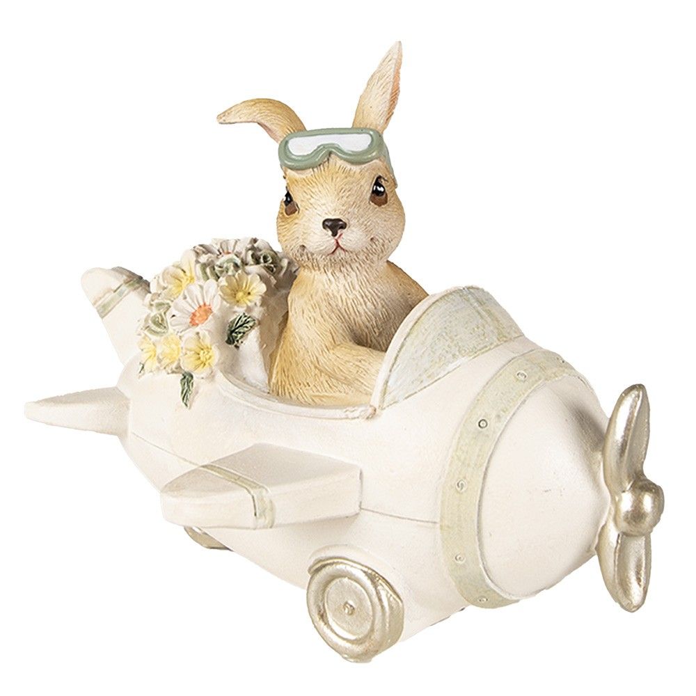 Velikonoční dekorace králík v letadle - 15*11*12 cm Clayre & Eef - LaHome - vintage dekorace