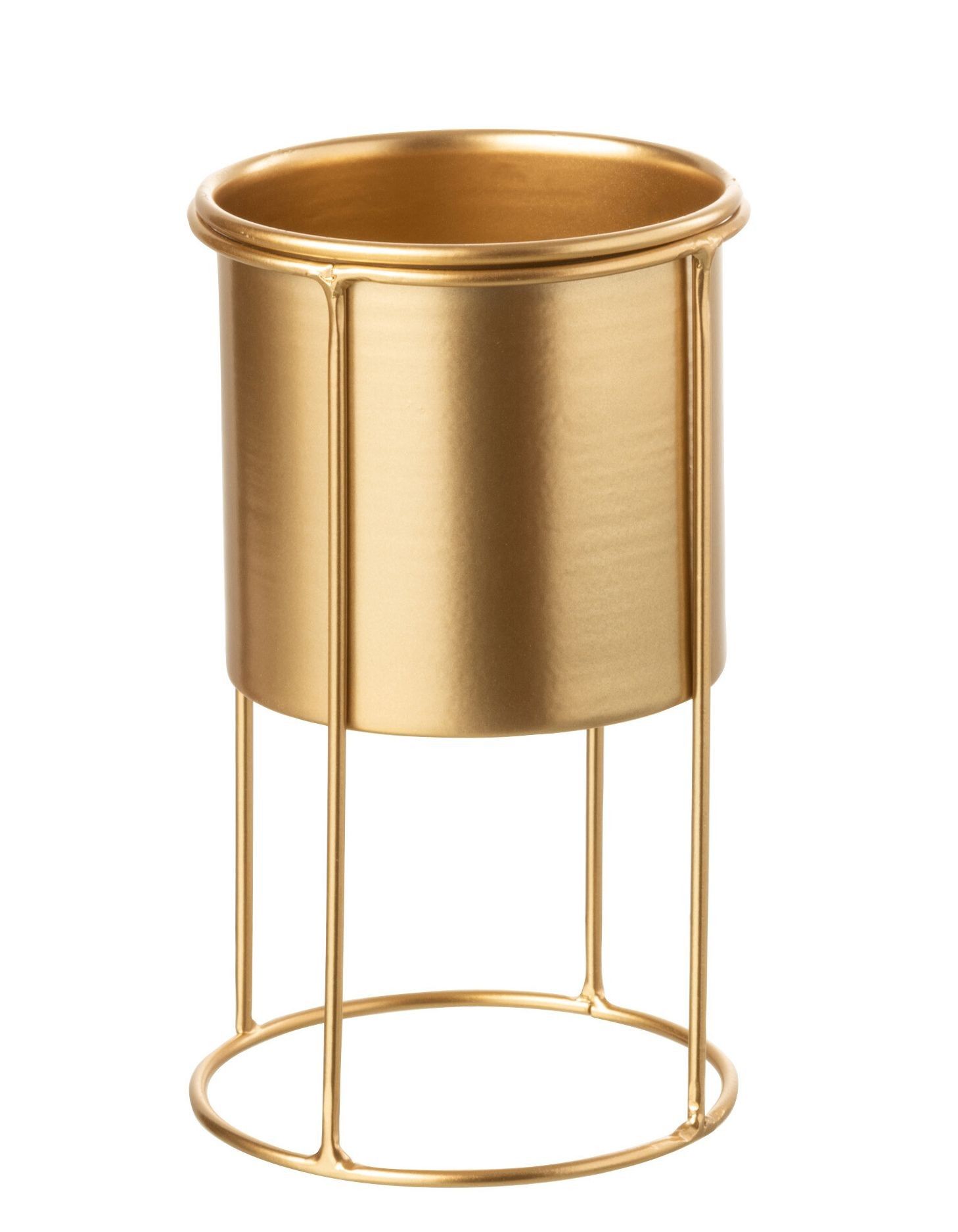 Zlatý kulatý kovový květináč na zlaté noze - Ø 11*19 cm J-Line by Jolipa - LaHome - vintage dekorace
