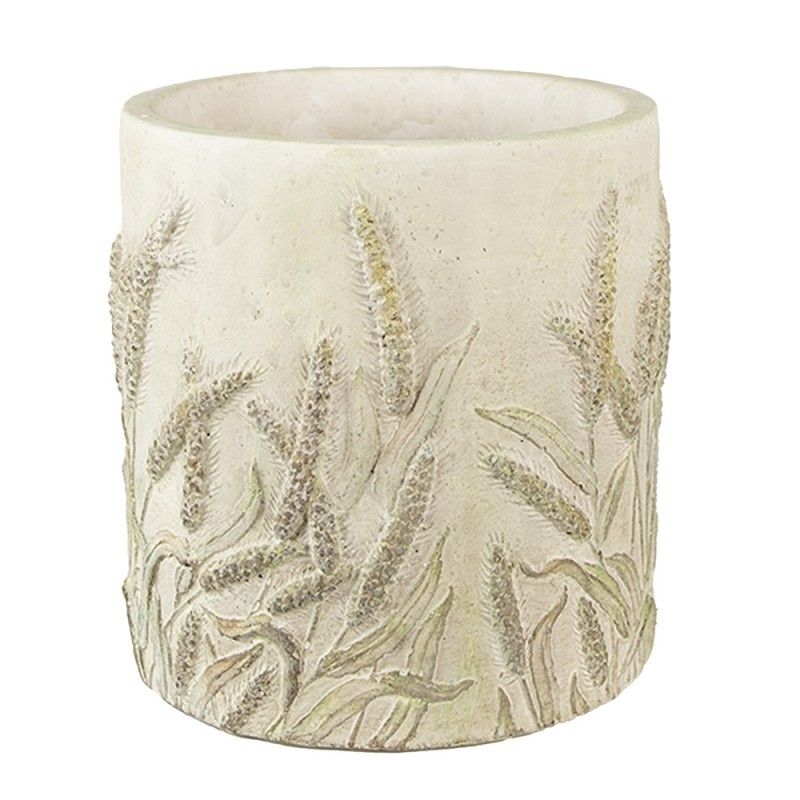 Cementový obal na květináč s jitrocelem Plantain L - Ø21*21 cm Clayre & Eef - LaHome - vintage dekorace