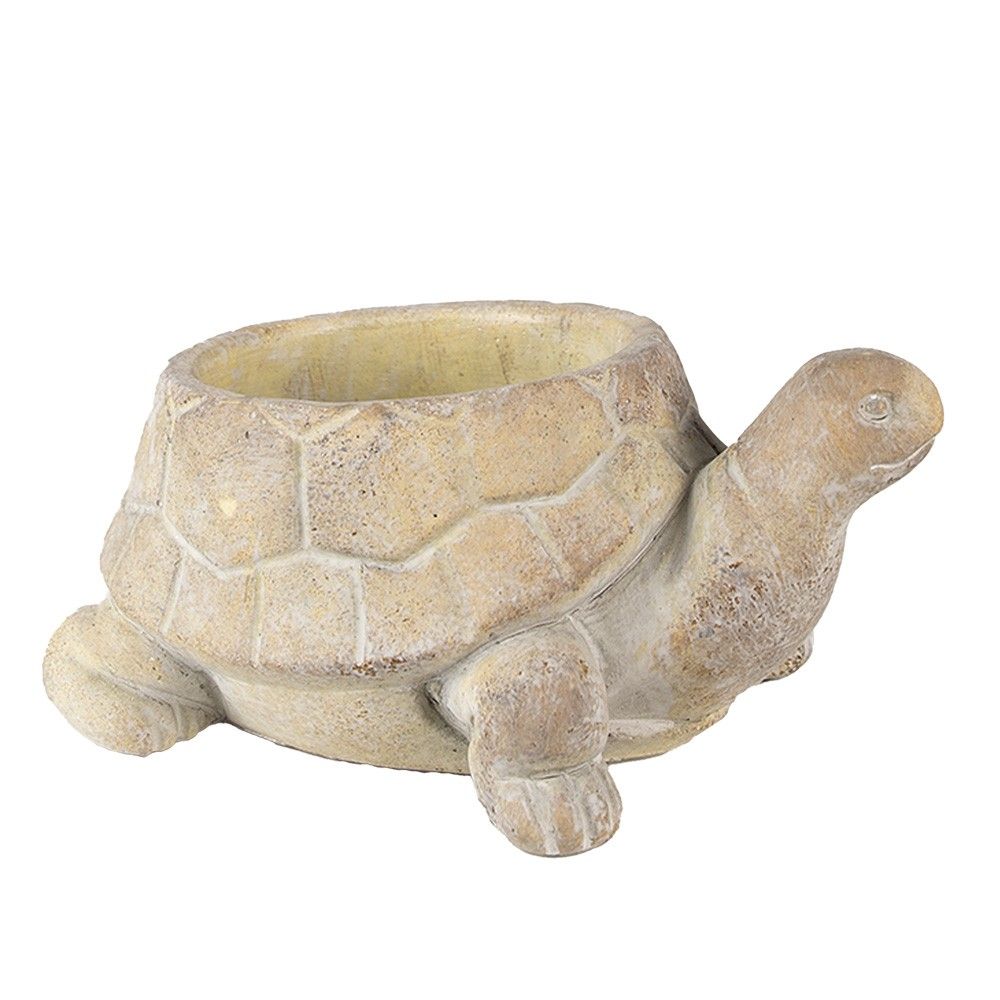 Béžový cementový květináč želva Turtle - 22*16*10 cm Clayre & Eef - LaHome - vintage dekorace