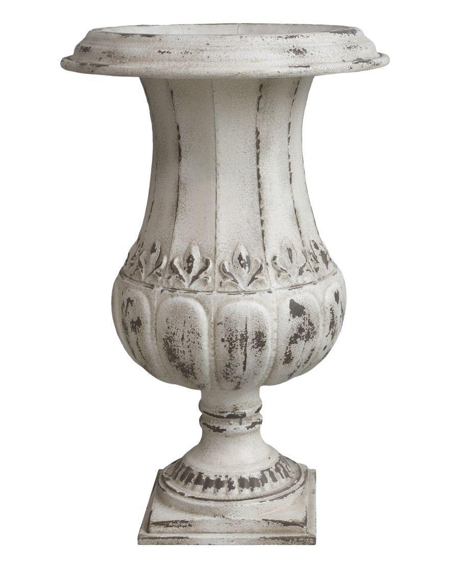 Krémový vintage obal na květináč/ váza ve tvaru číše Frenchie - Ø 42*67cm Chic Antique - LaHome - vintage dekorace