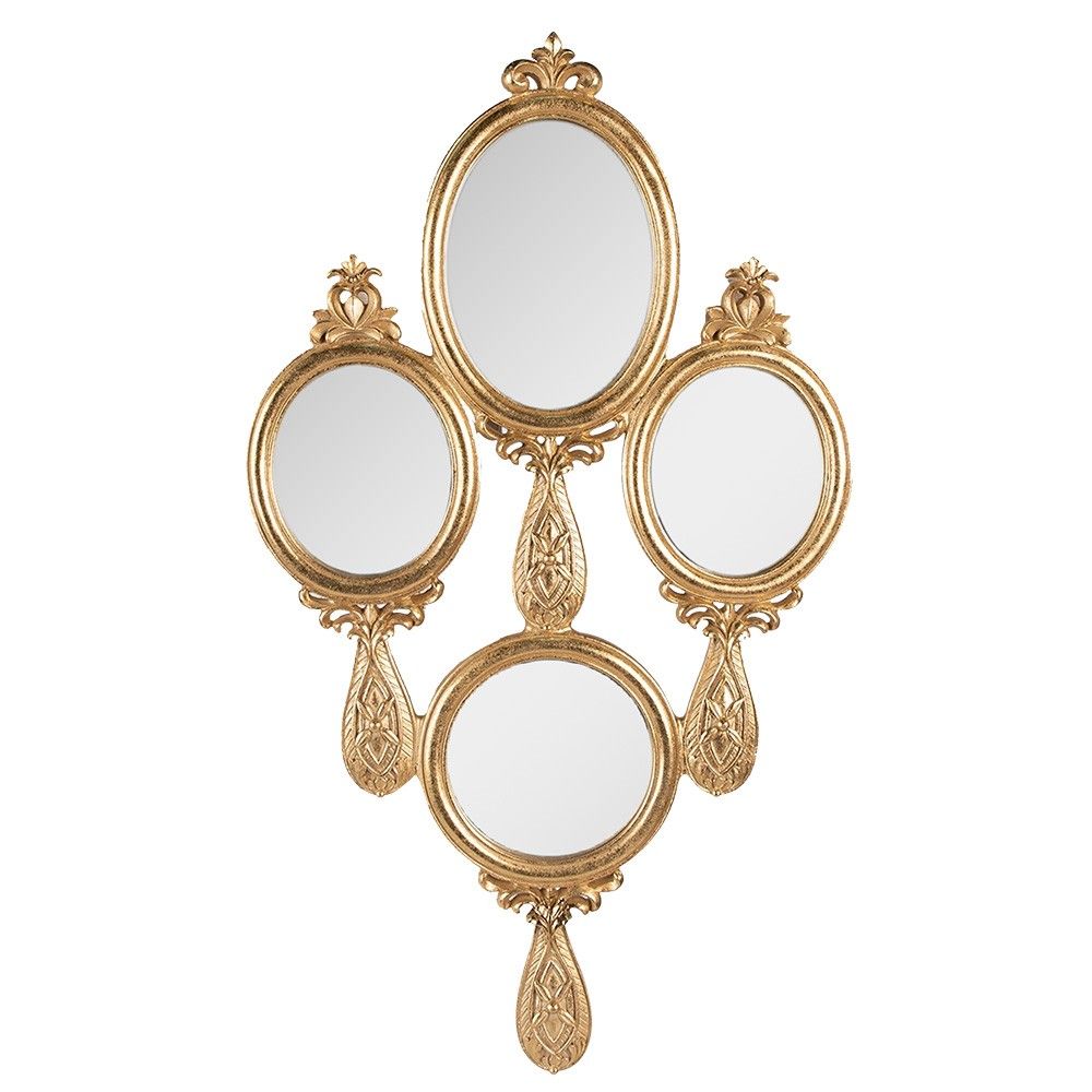 Zlaté antik nástěnné zrcadlo složené ze zrcátek - 28*2*49 cm Clayre & Eef - LaHome - vintage dekorace