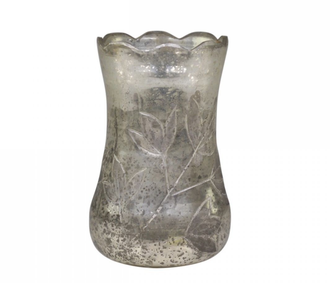 Stříbrná antik skleněná dekorační vázička Gria - Ø 9*14cm Chic Antique - LaHome - vintage dekorace