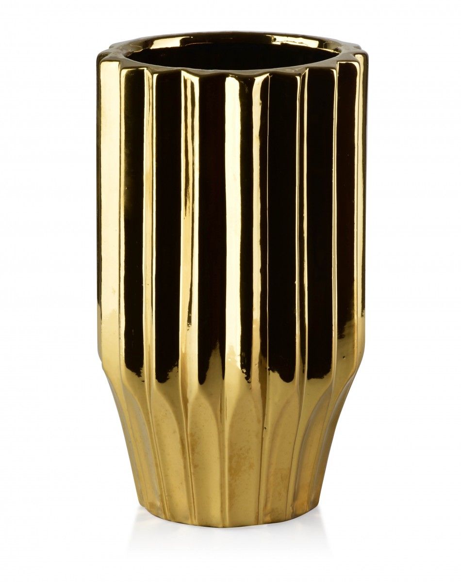 Mondex Keramická váza YVONNE 24,5 cm zlatá - Houseland.cz
