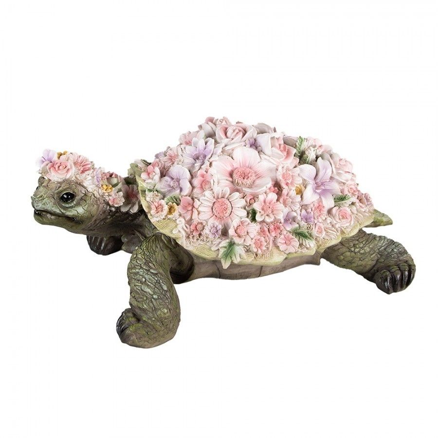 Dekorativní soška želva posetá květinami - 34*21*14cm Clayre & Eef - LaHome - vintage dekorace