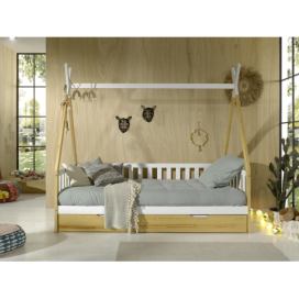 Aldo Domečková postel s přistýlkou přírodní z masivu Vigi fence