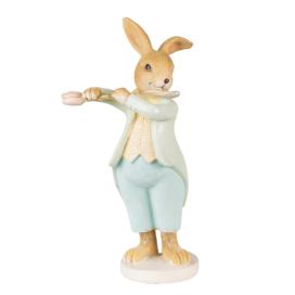 Velikonoční dekorace králík hrající na flétnu ve tvaru květiny - 8*5*16 cm Clayre & Eef