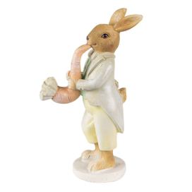 Velikonoční dekorace králík hrající na mrkev - 5*8*16 cm Clayre & Eef