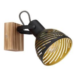 GLOBO 54660-1 LENNA nástěnné bodové svítidlo/spot s efektními štěrbinami 1xE27 černá, dřevo, zlatá