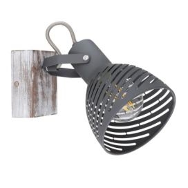 GLOBO 54661-1 MORI nástěnné bodové svítidlo/spot s efektními štěrbinami 1xE27 šedá, nabílené dřevo