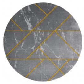 Dywany Łuszczów Kusový koberec Emerald geometric 1012 grey and gold kruh - 120x120 (průměr) kruh cm