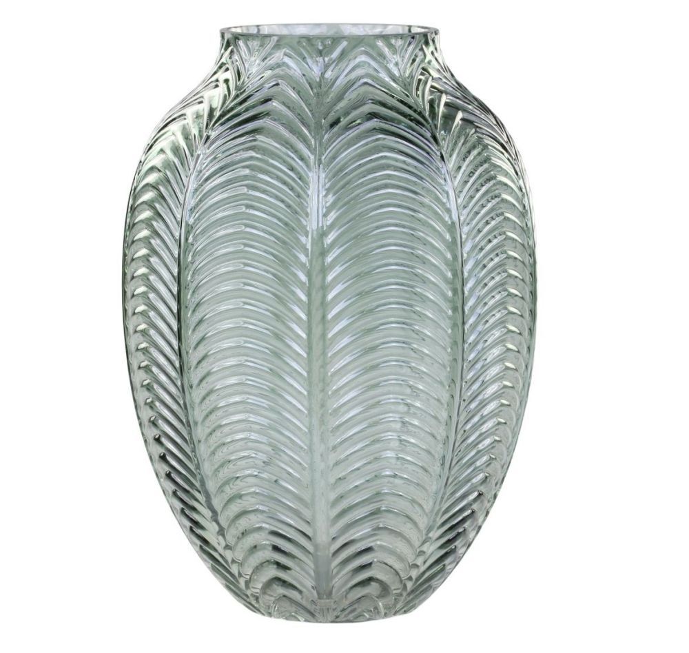 Zelená skleněná dekorační váza Leaf  -  Ø 18*25cm Chic Antique - LaHome - vintage dekorace
