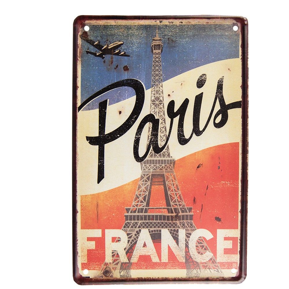 Nástěnná kovová cedule Paris - 20*1*30 cm Clayre & Eef - LaHome - vintage dekorace