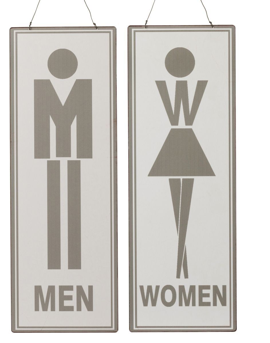2ks závěsná kovová cedule Men Women, Femmes Hommes - 16*46 cm J-Line by Jolipa - LaHome - vintage dekorace