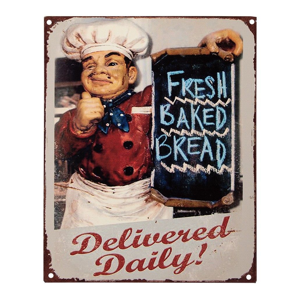 Nástěnná kovová cedule Fresh Baked Bread - 20*1*25 cm Clayre & Eef - LaHome - vintage dekorace