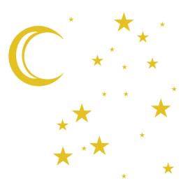 Pieris design Měsíc s hvězdami - sada dětských samolepek na zeď bílá