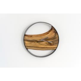 Dřevěné nástěnné hodiny KAYU 10 Ořech v Loft stylu ocel 31 cm