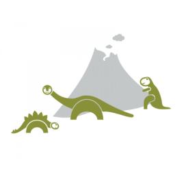 Pieris design Dinosauři se sopkou - dětské samolepky na zeď bílá