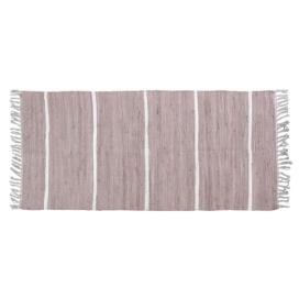 Růžový bavlněný koberec s pruhy a třásněmi Rag dusty rose - 70*160 cm Chic Antique