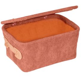 Úložný košík do koupelny s víkem ANELA, 14 x 19 cm, růžový, WENKO