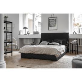 Černá čalouněná dvoulůžková postel s úložným prostorem s roštem 160x200 cm Sleepy Luna – Miuform