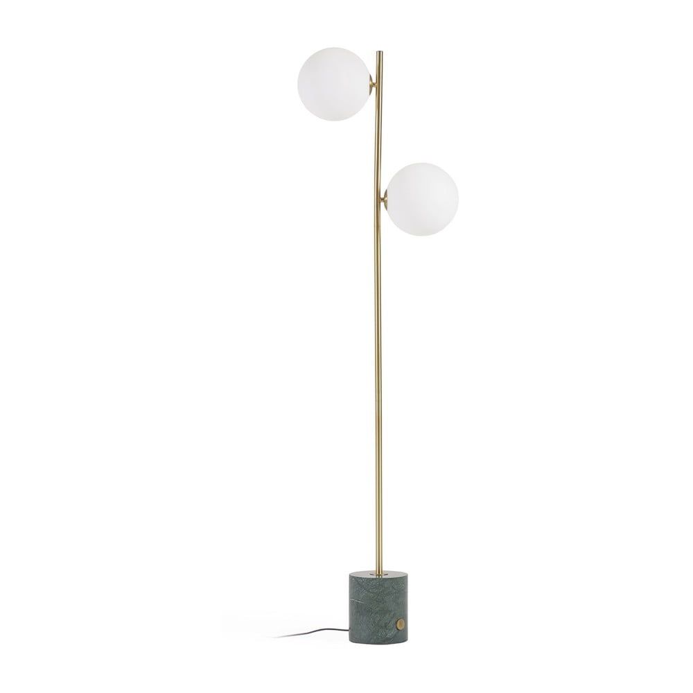 Stojací lampa v zeleno-zlaté barvě se skleněným stínidlem (výška 161 cm) Lonela – Kave Home - Bonami.cz