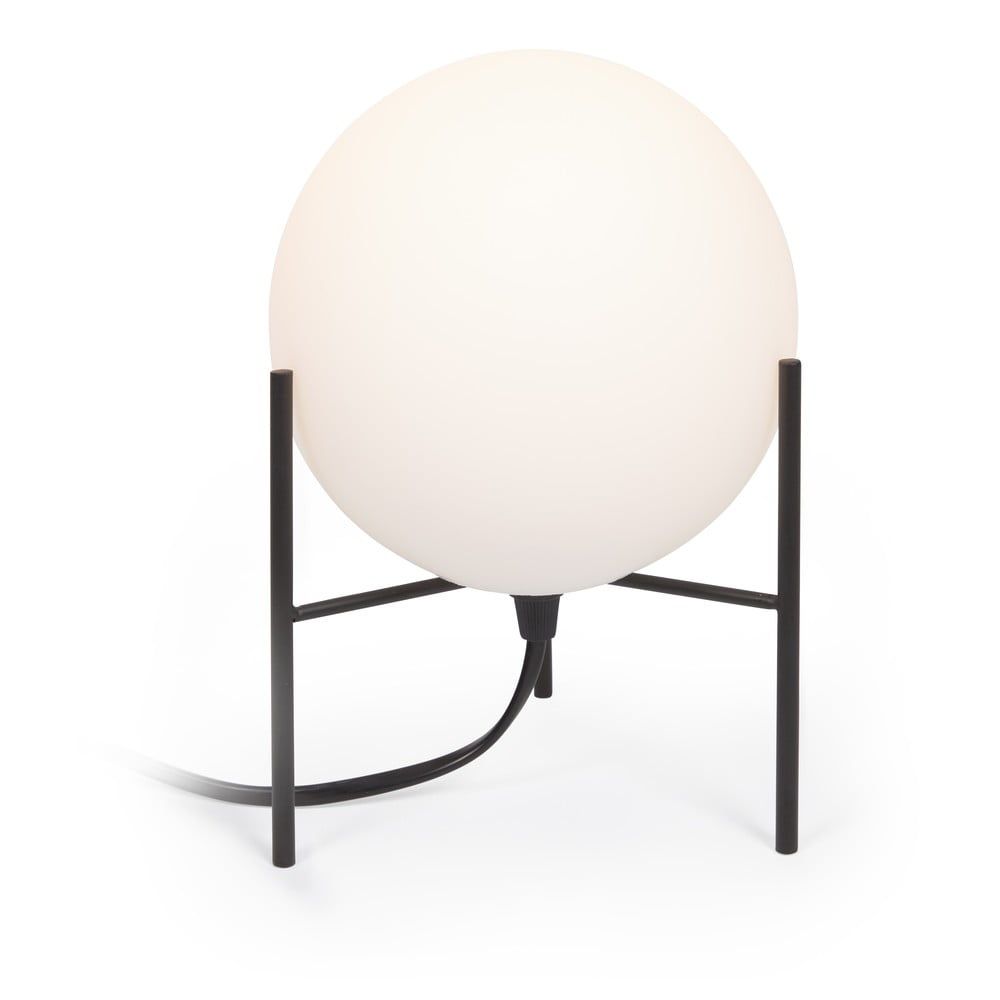 Bílo-černá stolní lampa se skleněným stínidlem (výška 22 cm) Seina – Kave Home - Bonami.cz