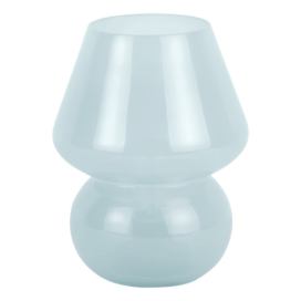 Světle modrá LED stolní lampa se skleněným stínidlem (výška 20 cm) Vintage – Leitmotiv