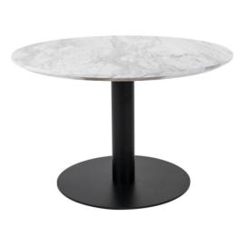 Bílo-černý kulatý konferenční stolek s deskou v dekoru mramoru 70x70 cm Bolzano – House Nordic