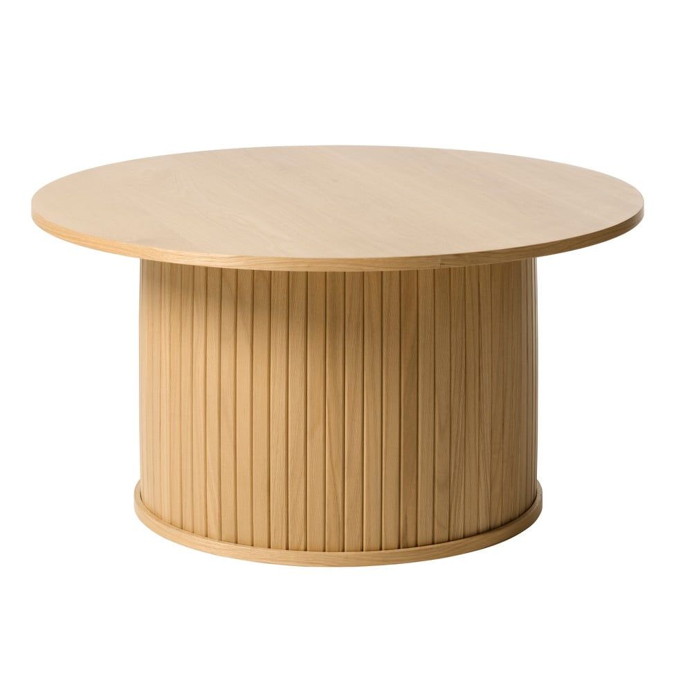 Kulatý konferenční stolek v dekoru dubu v přírodní barvě ø 90 cm Nola – Unique Furniture - Bonami.cz