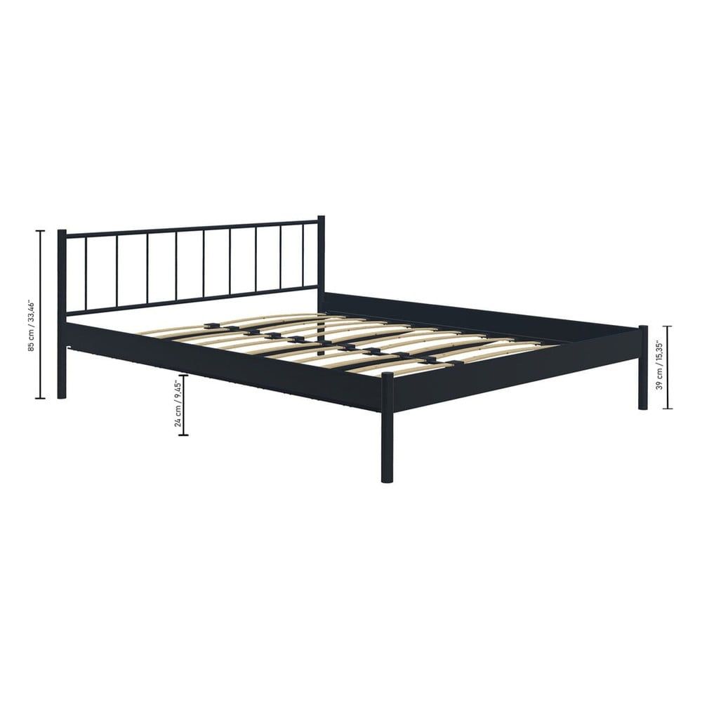 Černá kovová dvoulůžková postel s roštem 160x200 cm Falez – Kalune Design - Bonami.cz