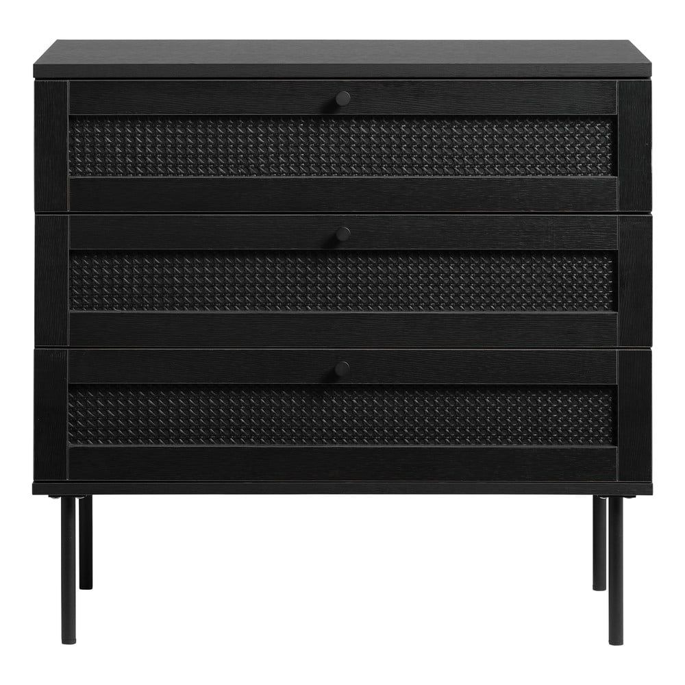 Černá nízká komoda v dekoru dubu 80x75 cm Pensacola – Unique Furniture - Bonami.cz