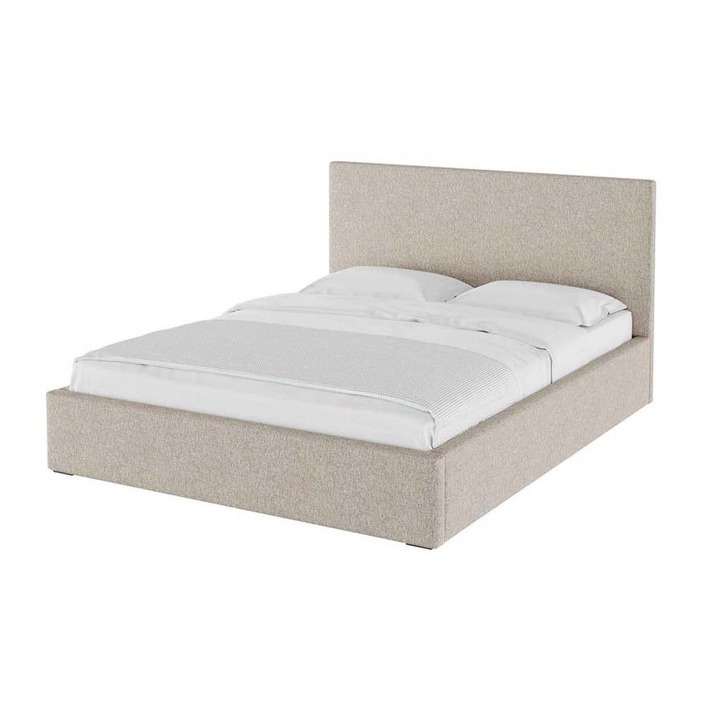 Béžová čalouněná dvoulůžková postel s úložným prostorem s roštem 140x200 cm Bufo Bed – MESONICA - Bonami.cz