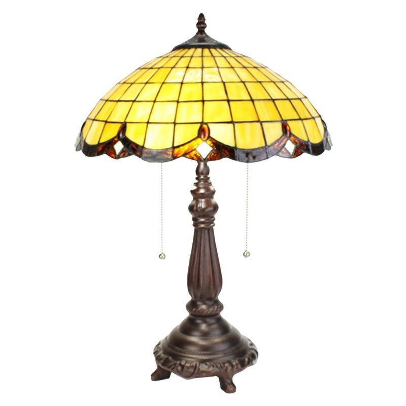 Žlutá stolní lampa Tiffany Elly - Ø 41*57 cm E27/max 2*60W Clayre & Eef - LaHome - vintage dekorace