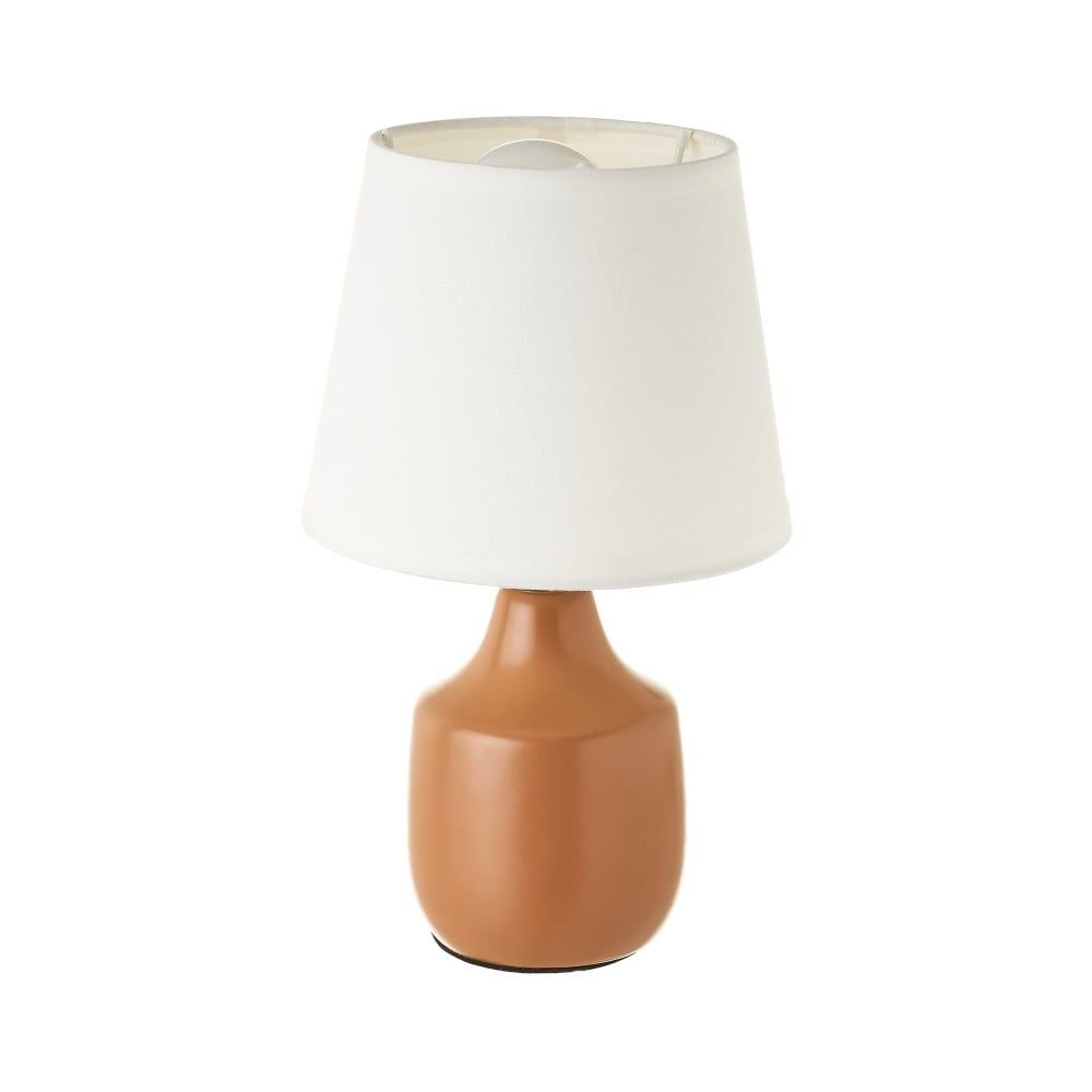 Bílo-hnědá keramická stolní lampa s textilním stínidlem (výška 24 cm) – Casa Selección - Bonami.cz